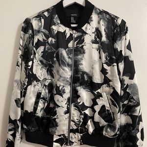 Forever 21 Satin Floral Bomber Jacket - Size M